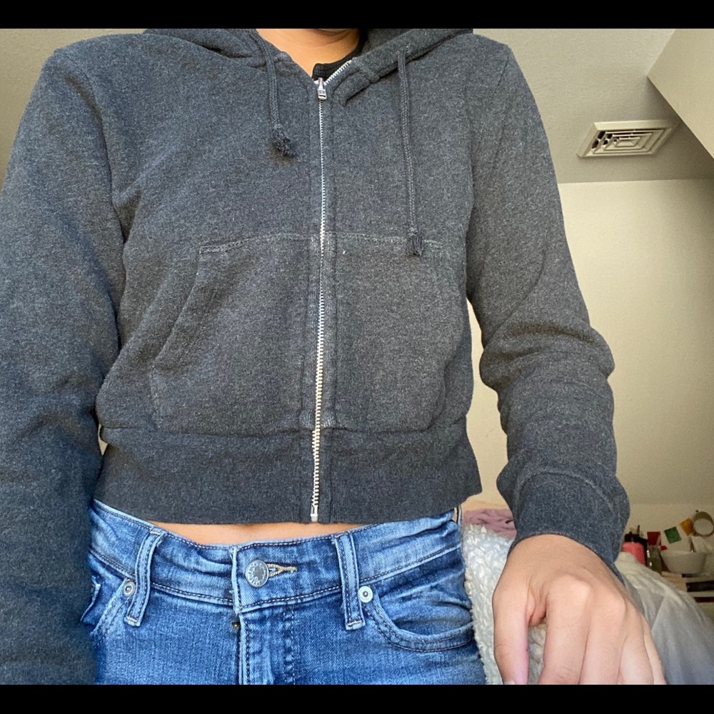 Dark gray cropped zip up